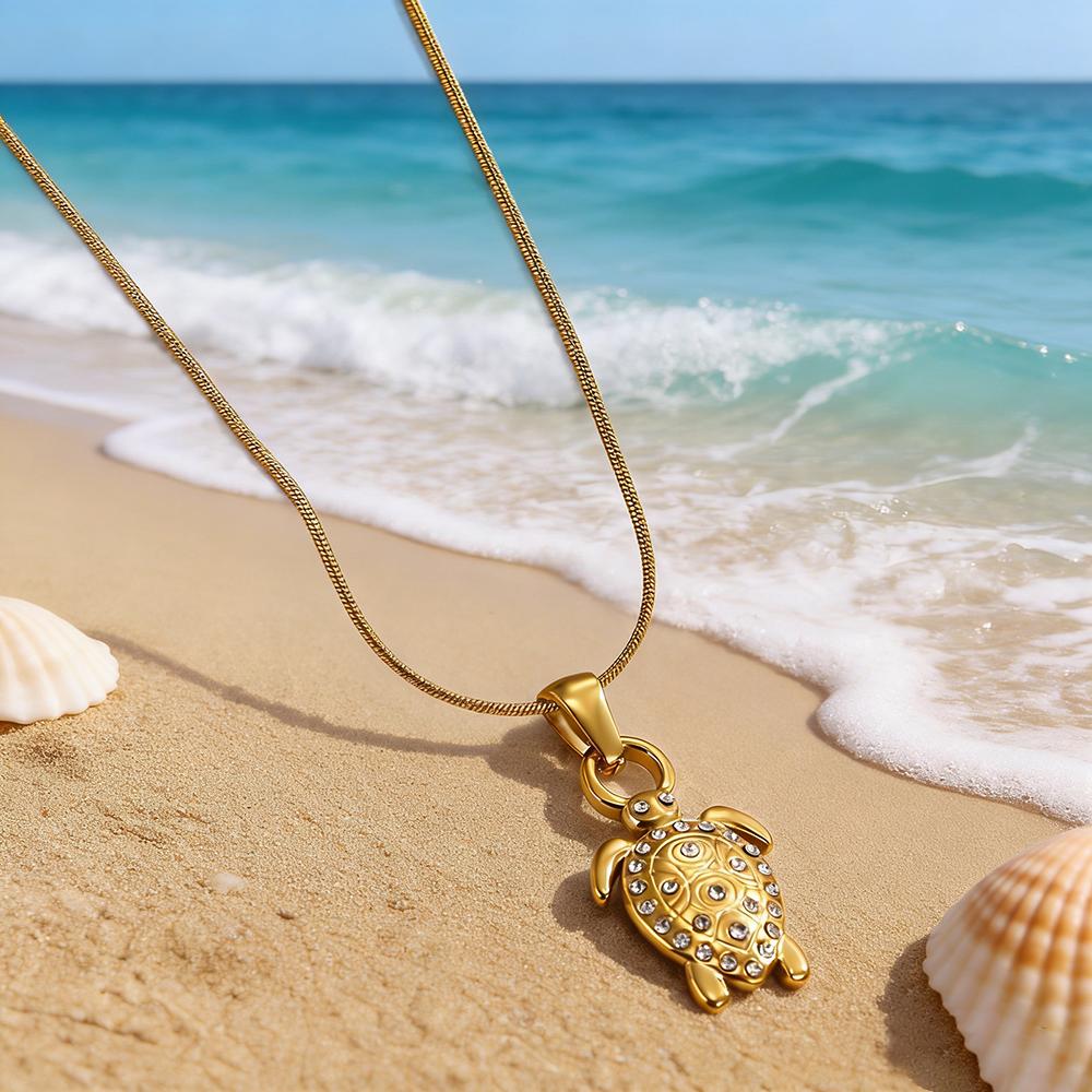 

2026 Freshwater Ocean Animal Stainless Steel Necklace For Women Waterproof Crab Turtle Gold Color New Jewelry Party Summer Gift