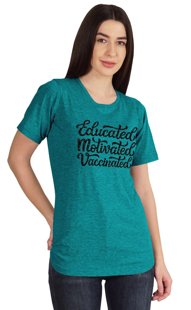 Inkmeso Educated Motivated Vaccinated Funny Pro-Vaccine T-shirt Tops For