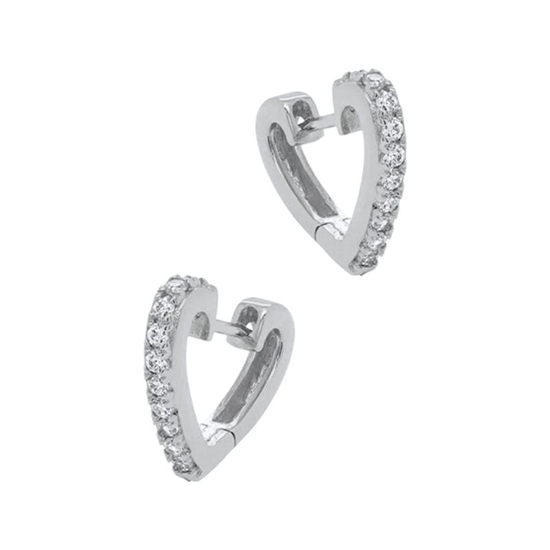 925 Silver Ear Needle Exquisite Heart Pendant Hoop Earrings Fashion Geometric Zircon Stud Earrings Women's Fine Jewelry