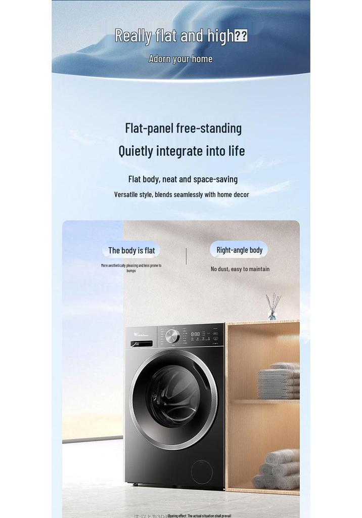 Little Swan 10KG Fully Automatic Wash and Dry Drum Machine, Large Capacity for Household Use, Model TG10V28T.