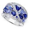 Luxurious Blue Cubic Zirconia Hollow Ring for Women - Cross-border New Recommendation for Prom and Party.