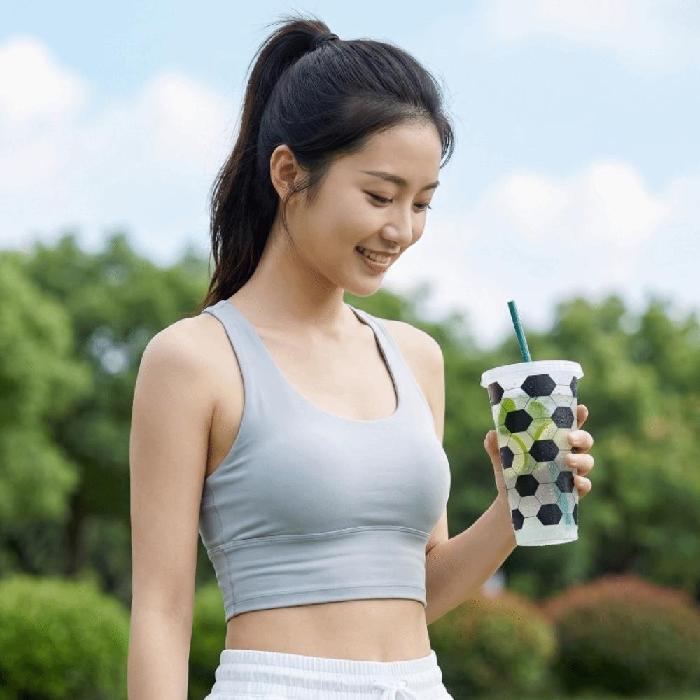 10PCS Reusable Football Drinking Cup 24OZ Water Cup Practical Soccer Pattern Straw Cups  Party