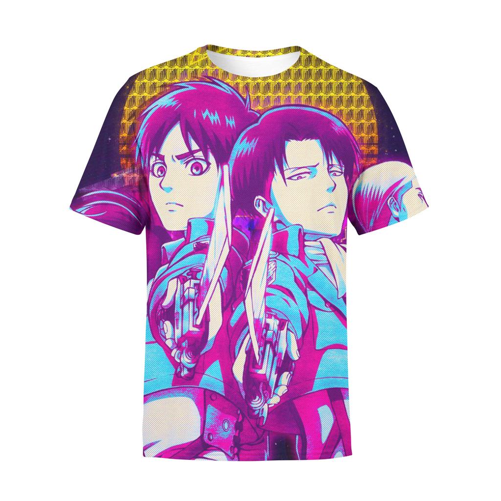 Attack on Titan 3D Digital Print T-Shirt for Anime Fans, Fashion Graphic Tee, Breathable Polyester Short Sleeve Streetwear Tops