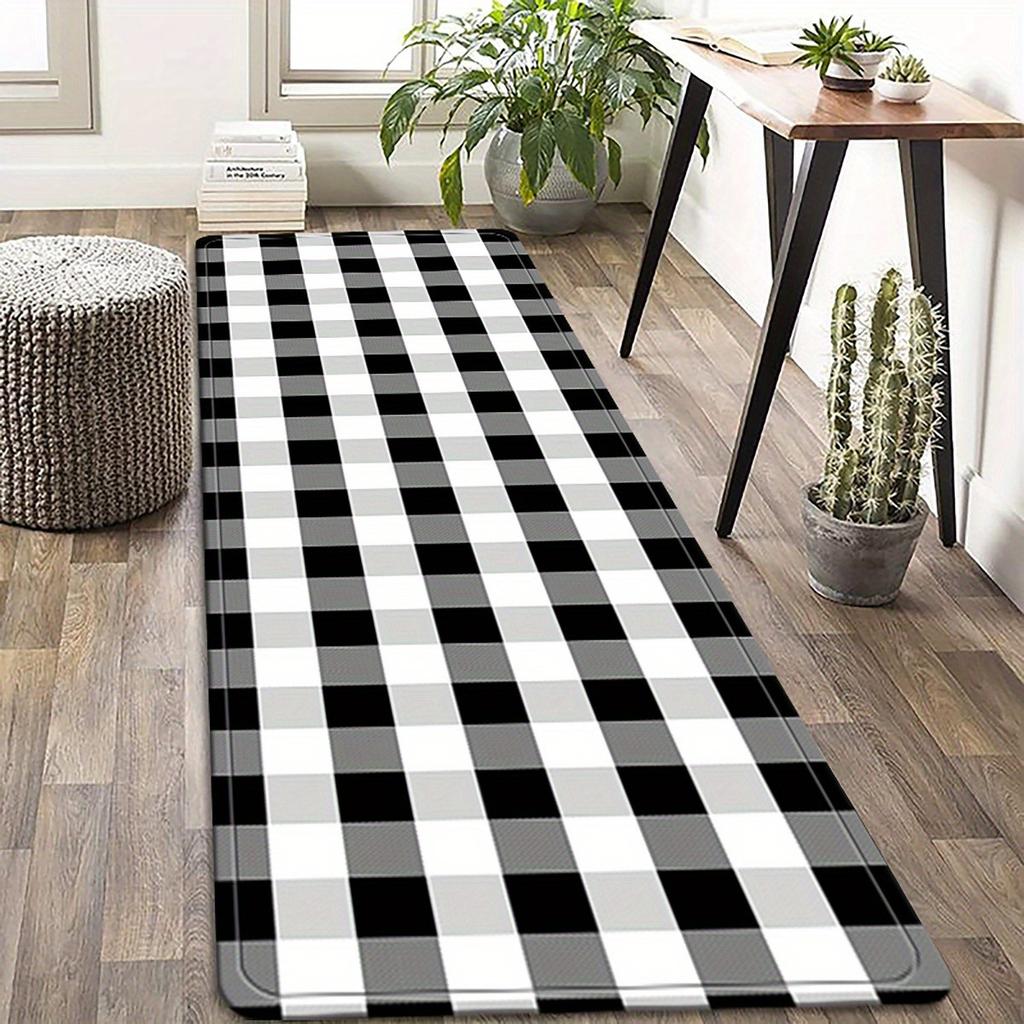 1PC Checkerboard Pattern Kitchen Rugs Non-Slip Door Mats Pop Design Living Room Rugs Bath Mat Carpet for Home Sink Laundry Decor