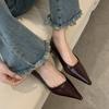 Pointed high-end sense shallow mouth single shoes women's French temperament one-pedal flat shoes work occupation commuter work shoes