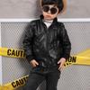 Kinderkleidung Jungen Lederjacke Frühling Herbst Stehkragen Pu Jacke