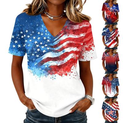 Shirts For Women Trendy V Neck T Shirts Casual Printed Blouse Tops For Women