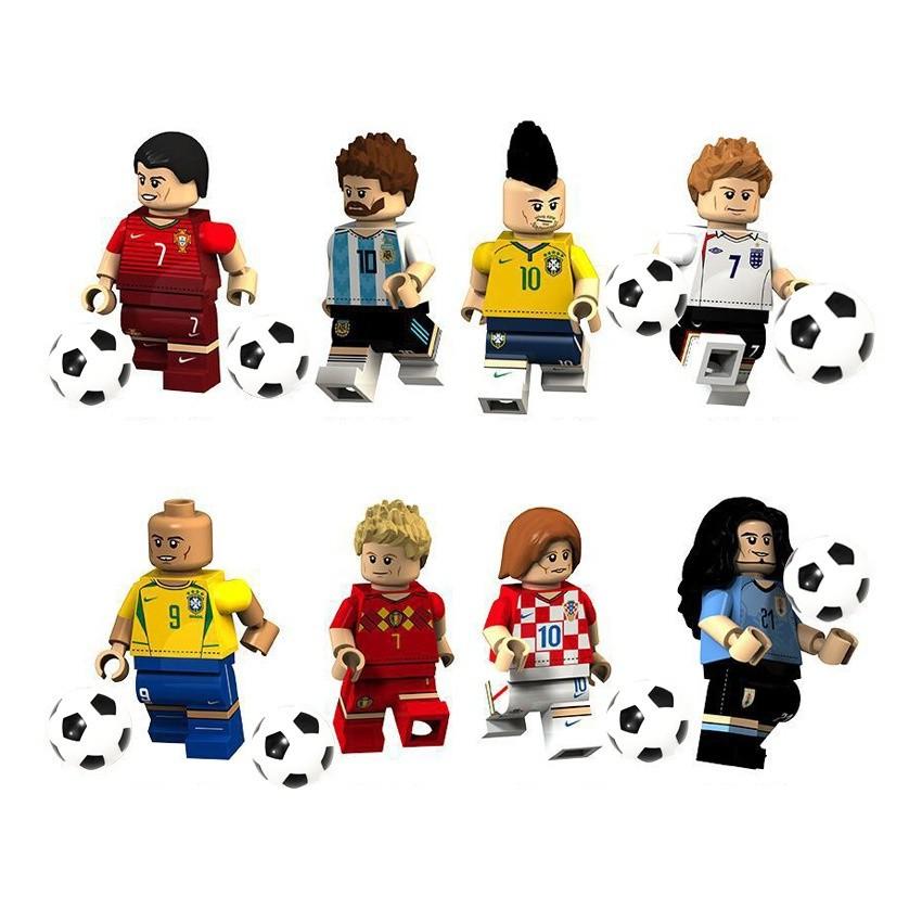 Leo Neymar Messi Cristiano Ronaldo Plastic Football Figurine Building Blocks