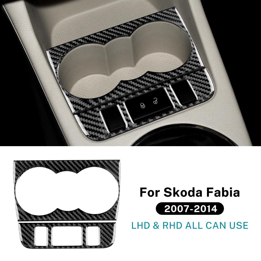 Soft Carbon Fiber Sticker For Skoda Fabia 2 MK2 5J 2007 2008 2009 2010 2011 2012 2013 2014 Car Water Cup Seat Heating Button