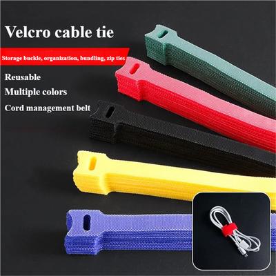 Colliers de Serrage Réutilisables Sangle en Nylon Durable et Douce Outil Organisateur de Colliers de Serrage Velcro Réutilisables Bandes Auto-Adhésives Velcro