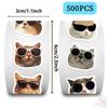 500Pcs/Roll Kuso Funny Sunglasses Cats Kids Rewards Stickers - DIY Scrapbooks Album Decor Sealing Label Decals