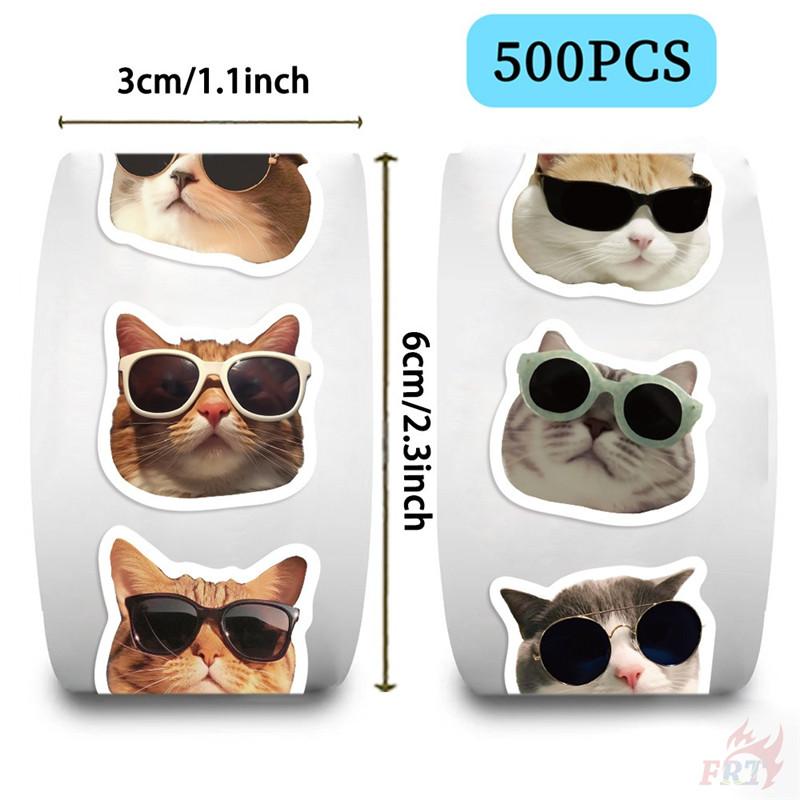 500Pcs/Roll Kuso Funny Sunglasses Cats Kids Rewards Stickers - DIY Scrapbooks Album Decor Sealing Label Decals