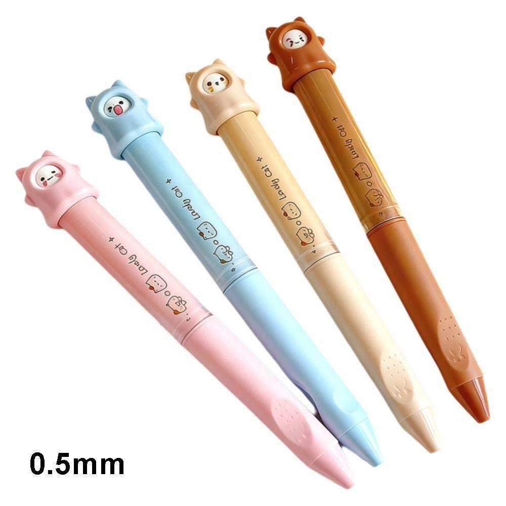 4Pcs Variable Moods Black Ink Exam Pens 0.5 Mm Kawaii Cartoon Pens New Cat Gel Pen Set Student