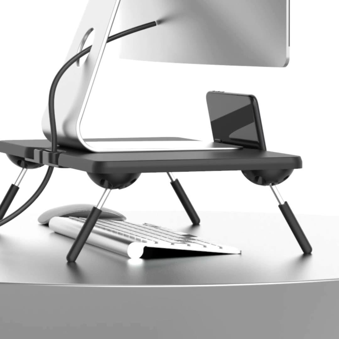 

TT4M MDF+PVC Computer Monitor Riser Adjustable Desktop Stand Laptop Base Black