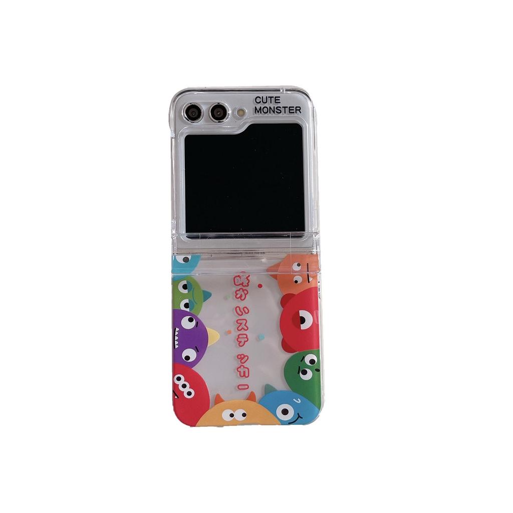 Japanese Korean Cartoon Monster Lanyard Case for Samsung Z Flip 3/4/5