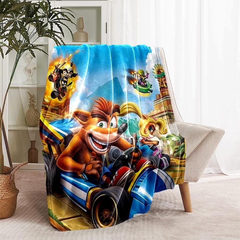 1pc Blanket Crash Bandicoot Print Design, Lightweight Blanket for Sofa, Bed- Soft &Warm, Gift for All Seasons like Christmas, Halloween