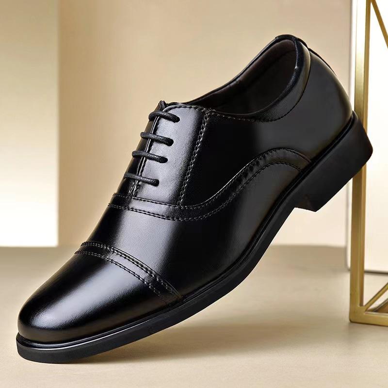 Spring and Autumn new business dress leather shoes three-head lace-up single shoes breathable security leather shoes 39