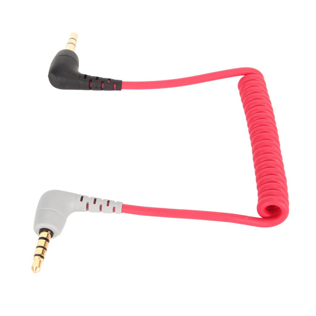 3.5mm to 3.5mm TRRS Cable Male to Male Coiled Right Angle 3.5mm Microphone Patch Cord for Phone Tablet for Rode SC7