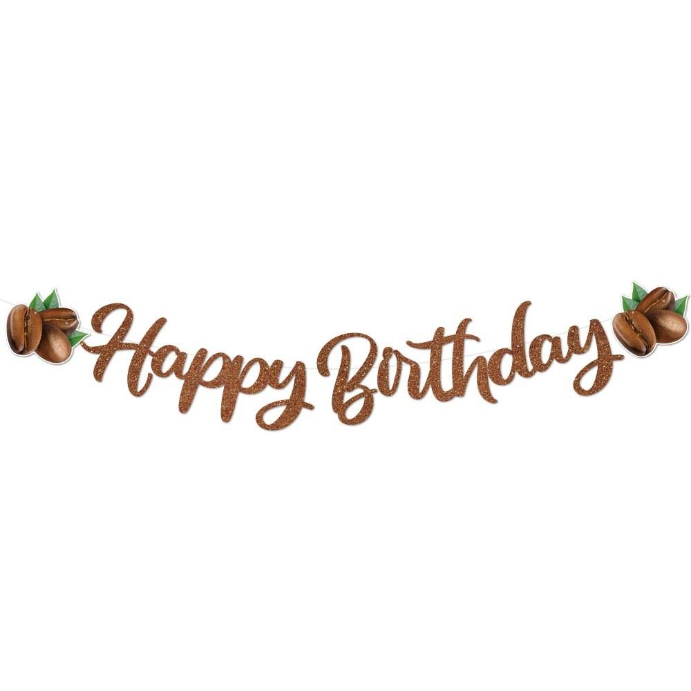 Coffee Theme Party Decor Pack With Birthday Banner And Spiral Streamers For Event Setup