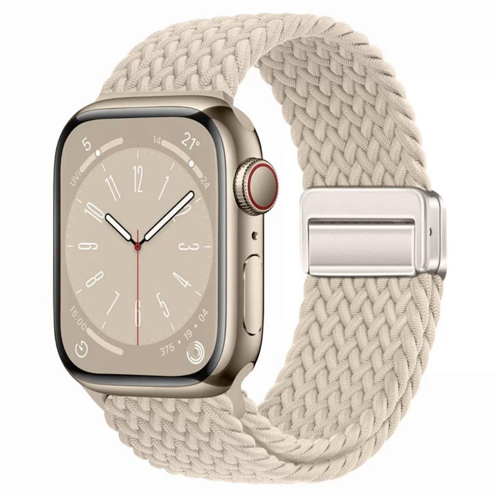 Elastisches Regenbogen-Nylon-Gewebe Apple Watch Armband mit Magnetverschluss