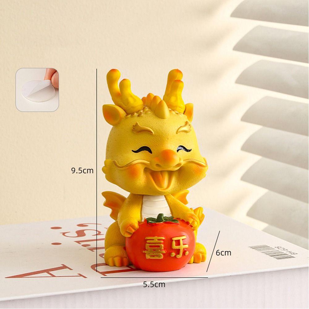 Office Desk Accessories Golden Dragon Figurine 2024 Dragon Year Mini Resin Craft Home