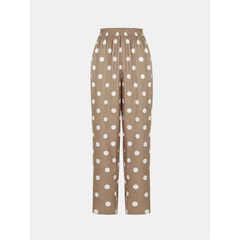 Micro Flaw Special Price ~ Blue Rose Plus Size Women's Silk Twill Casual Cropped Pants Classic Polka Dot Print Baggy Pants