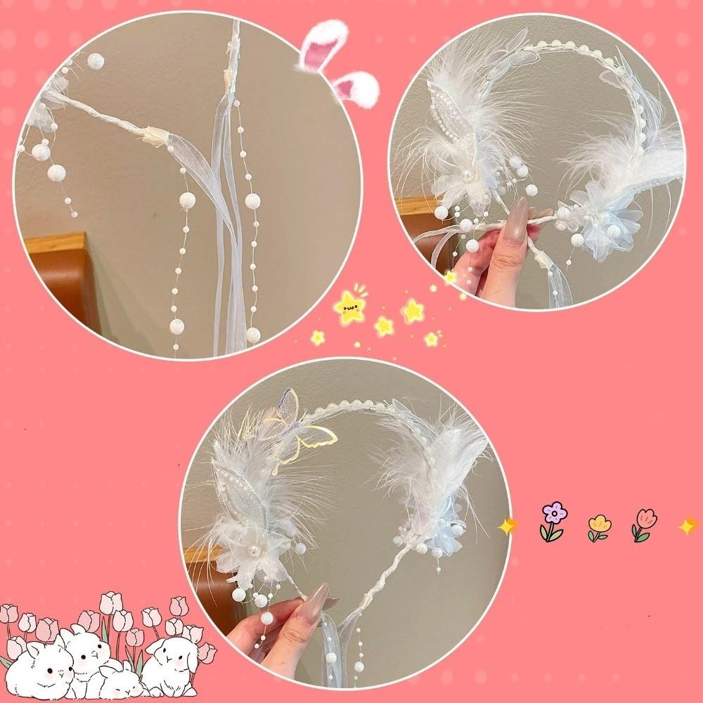 Non-Slip Princess Flower Crown 3D Butterflies Princess Hair Hoop Fairy Butterfly Headband  Gifts