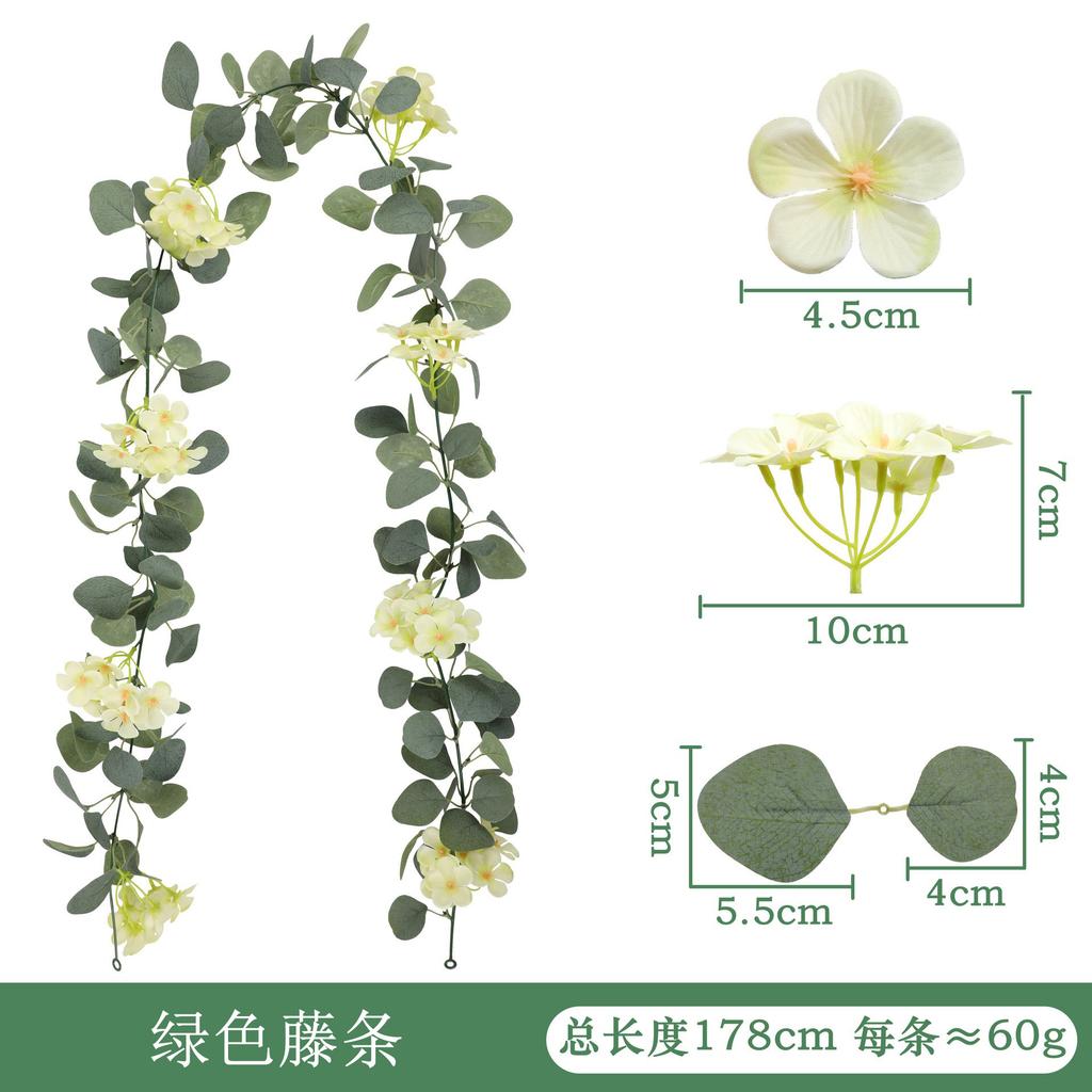 Simulated Green Plants, Fake Flower Vines, Hydrangea Vines, Indoor Living Room Ceiling, Pipe Shielding Decorations