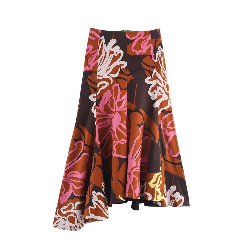 Zbzr Spring New Women Clothes Western Style Fashion Temperament Simple and Versatile Print Half-Length Skirts 3042137