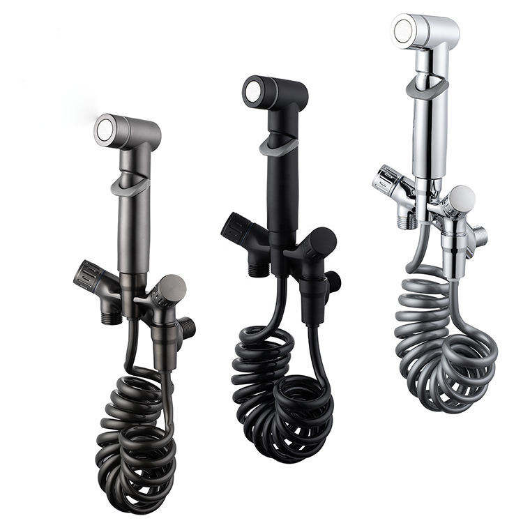HLK Brass Bidet with Modern Vertical Spray Gun Wall-Mounted for Kitchen Hotel Bathroom Use Easy Installation