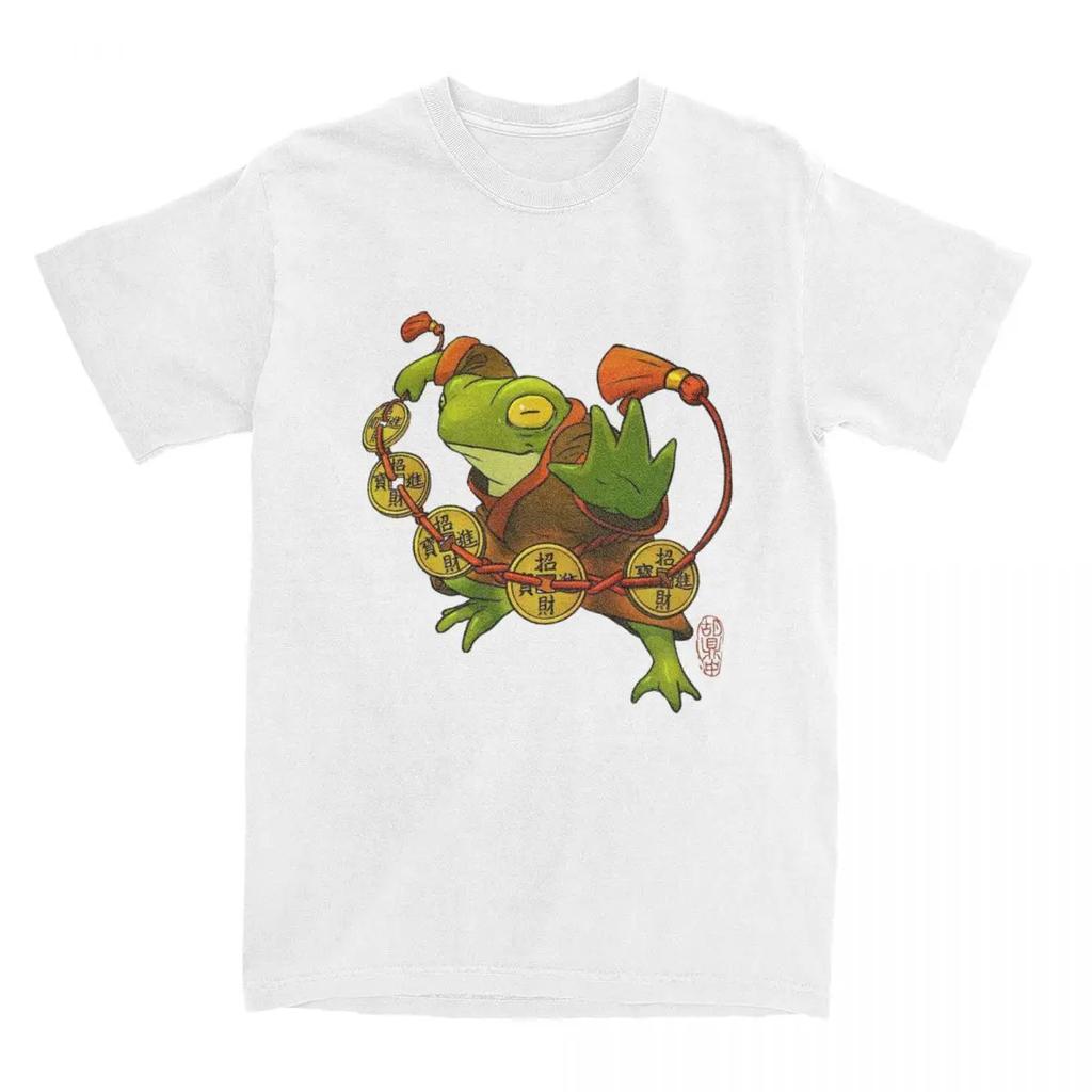 Frog Lucky Coins Shirt Accessories Men Women's Pure Vintage Tee Shirt Short Sleeve Clothing Unique