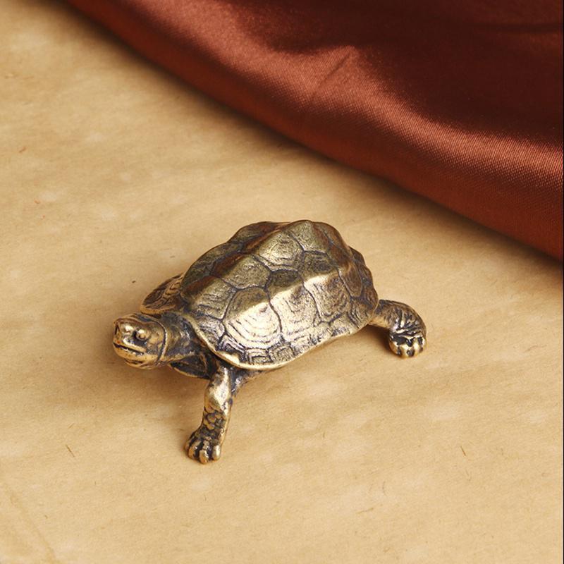 1 Stück Vintage Messing Schildkröte Statue Heim Schreibtisch Dekorationen Kupfer Wassertiere Figuren