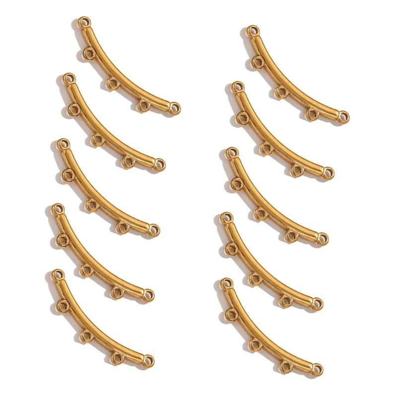10pcs Multi size Stainless Steel Curved Connectors Multihole Necklace and Bracelet Connector Jewelry Making Supplies