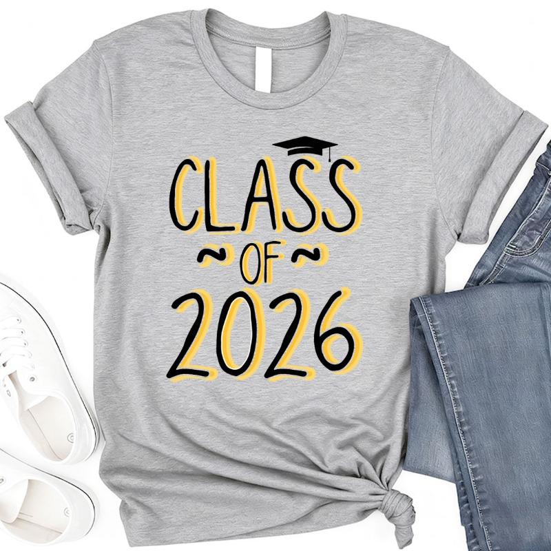 Class of 2026 Graduation Shirt Bella Canvas Tee School Spirit Shirt Short Sleeve Fashion Cotton Top All Seasons Casual Harajuku