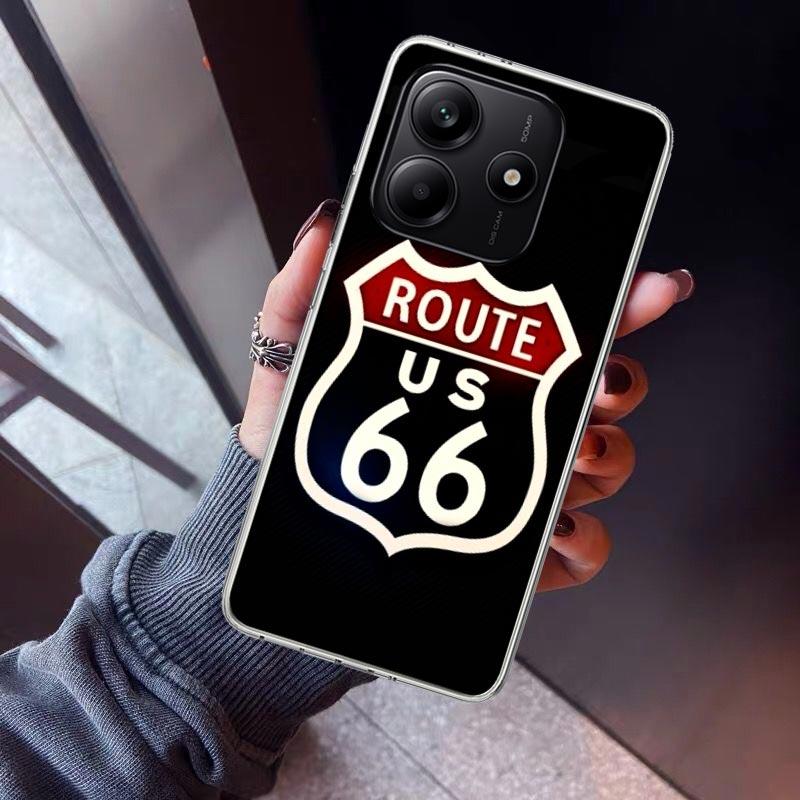 America Route 66 Phone Case For Xiaomi Redmi Note 15 14 14S 13 12S 12 Pro Plus 11S 11 10S 10 4G Cover 11E 11T 5G Print Fundas Re