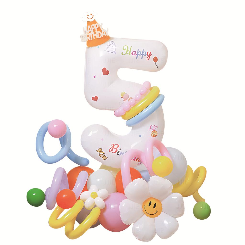 Digital Column Set New Korean Daisy Shaped Aluminum Film Balloon Birthday Party Decoration