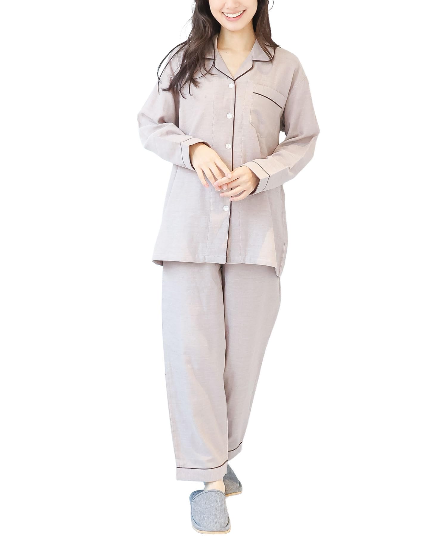 

ON NISHIKI Long Sleeve Premium Combed Double Top and Bottom with Perfect for Spring and Autumn Loungewear Solid Size Women s Pajamas, 100% Cotton,