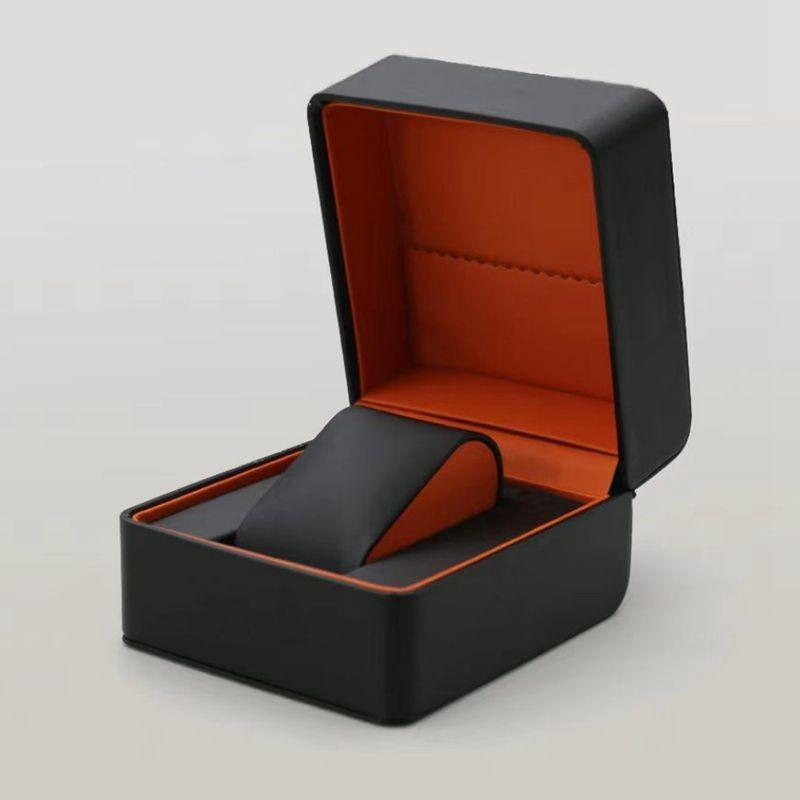 Rounded Corner PU Leather Single Watch Storage Box with Threaded Flip Cover