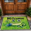 Cool Big Frog Welcome Floor Mat Flannel Door Mat Non-Slip Washable Foam Entryway Rug for Bathroom Bedroom Entryway