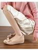 Women's Height-Enhancing Low-Cut French Mary Jane Flats, Versatile Square-Toe Bow Shoes for Dresses