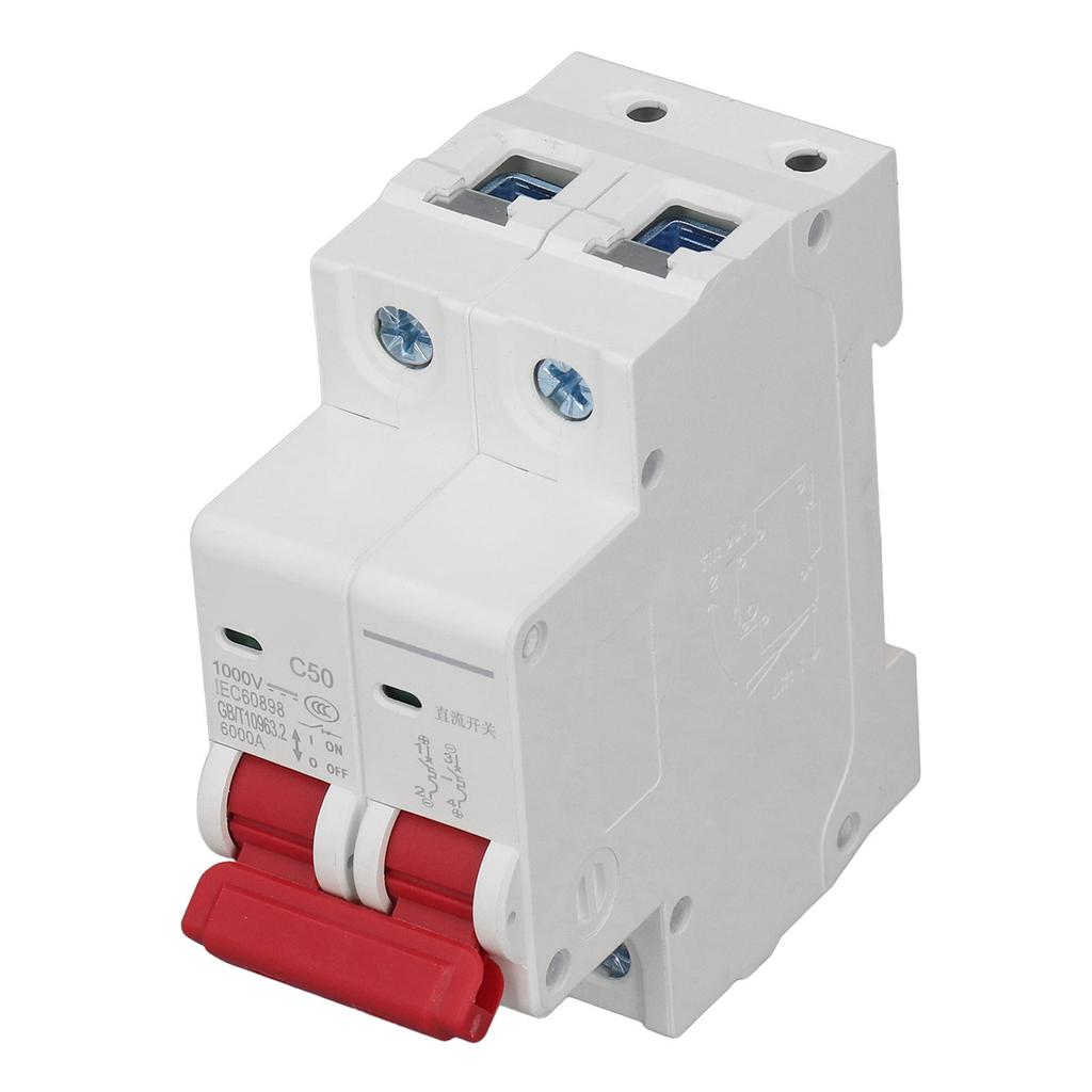 DC Miniatur-Leistungsschalter 2P Solar-PV-System 50A DIN-Schienenmontage DC1000V 6000A Segmentiertes Schaltvermögen DZ47 63Z C50