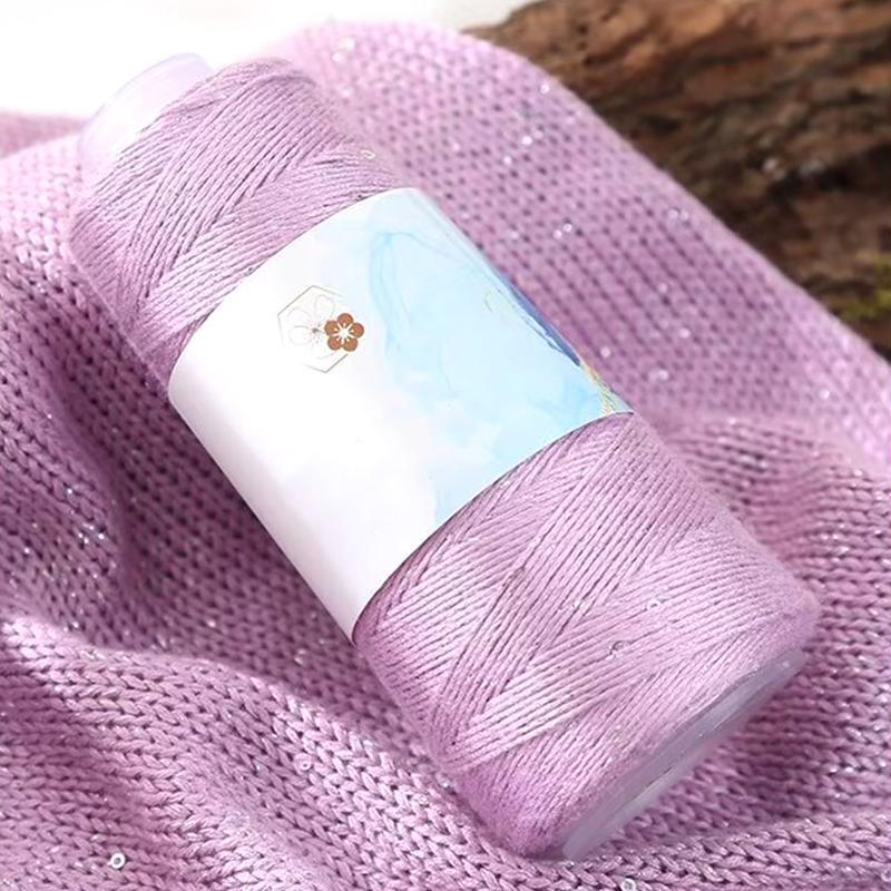 1PC Sequined Yarn Shiny Silk Thread DIY Handmade Silver Thread Yarn Hand Woven Pure Cotton Real Silk Gift Knit
