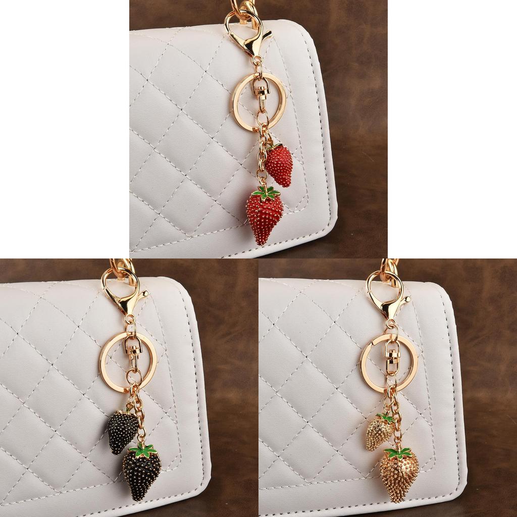 Fashion Strawberry Strawberry Keychain Alloy Car Keyring For Womens Bags Accessories