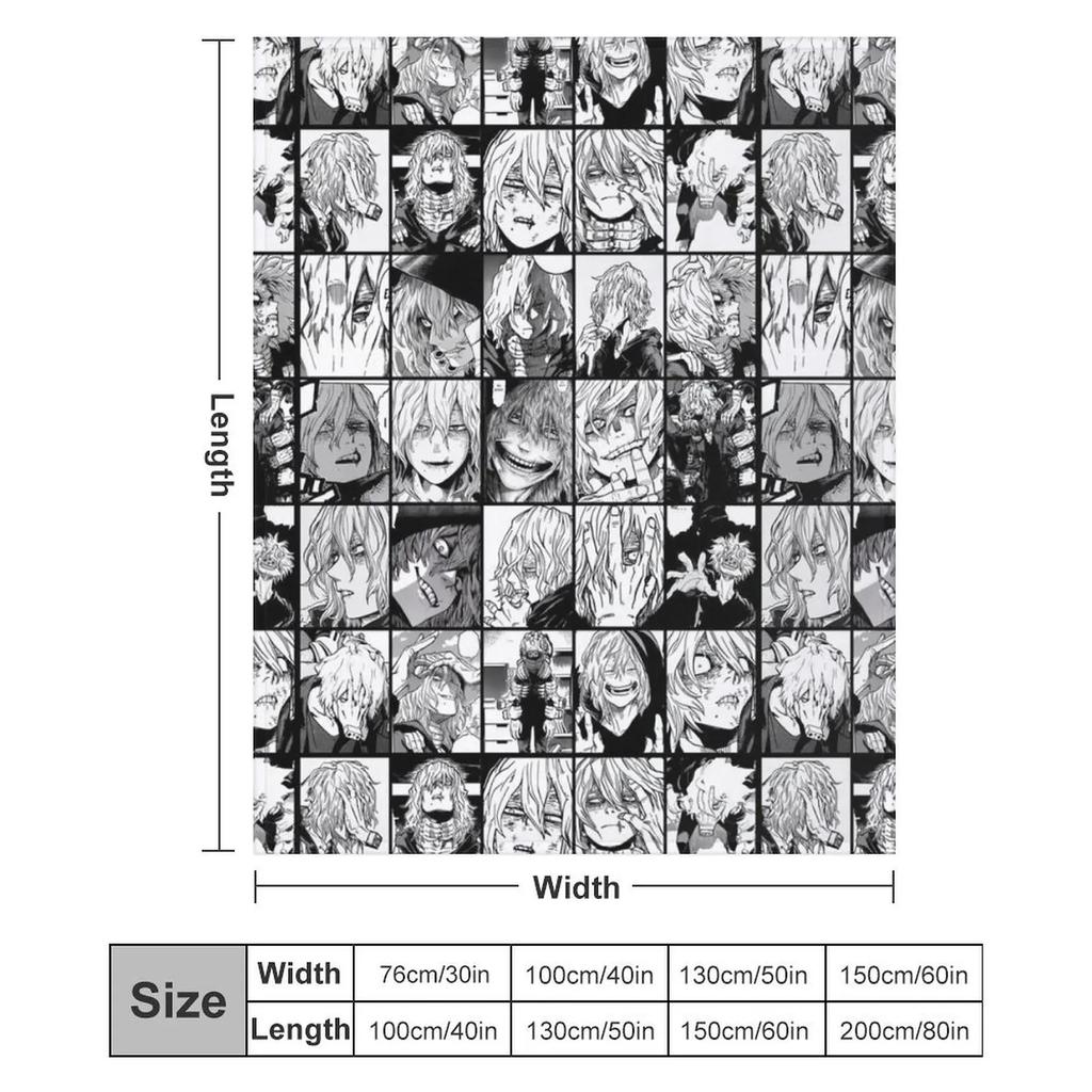 Shigaraki Collage Black and White Version Throw Blanket Cozy Napping Blanket Gift for Mom Dad