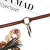 Metal Feather Pendant Necklace Vintage Bohemian Style Circular Ring Green Stone Brown Leather Collar Women Popular Jewelry Gift