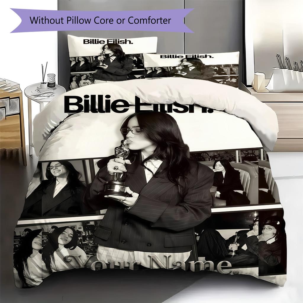 Op Maat Naam Billie Eilish Beddengoed, Dekbedset Dekbedovertrek Kussensloop Huis Verjaardagscadeau(1 dekbedovertrek + 2 kussenslopen, zonder binnenkussen) -HE33