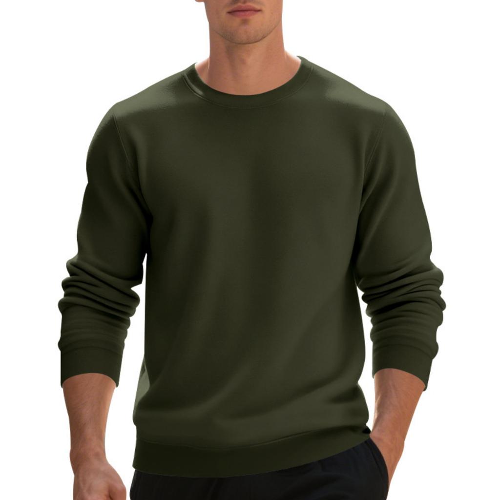 Men's Vintage Crewneck Long Sleeve Sweatshirt | Solid Color Loose Fit Casual Pullover | Retro Streetwear For Daily & Weekend Wear