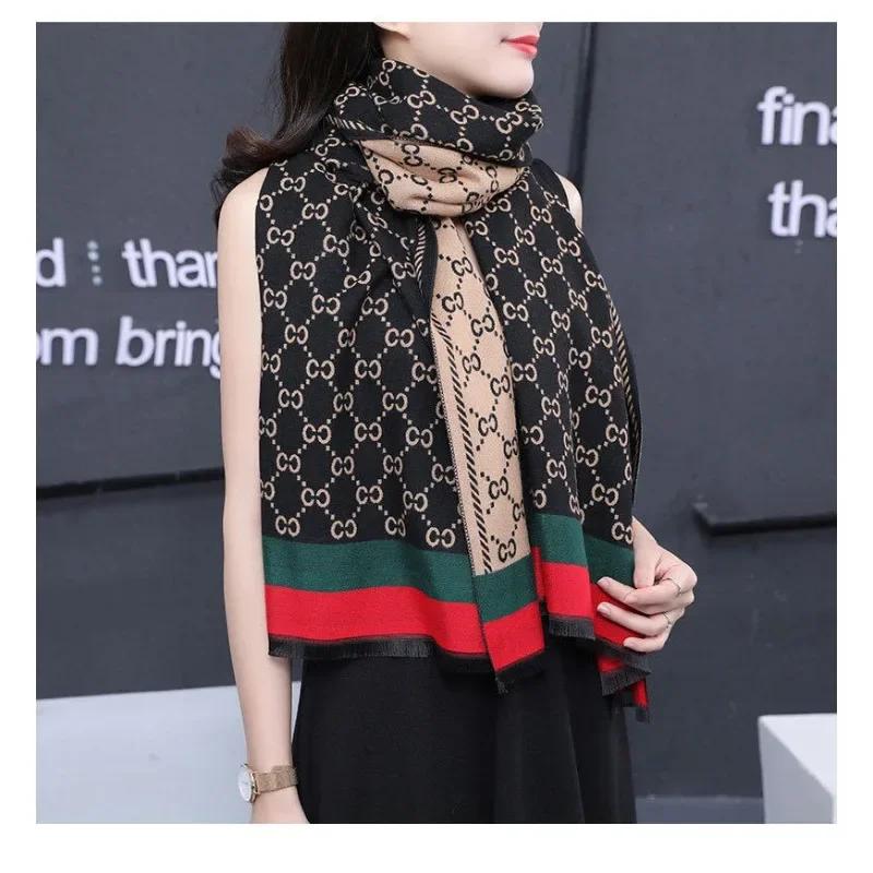 New Double-sided Scarf Cashmere Fashion Women's Autumn and Winter Windproof Warm Thick Cashmere Shawl Head Scarf