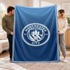 Flannel Fleece Blanket with Manchester City Design, Soft Lightweight Throw for Bed Sofa Travel