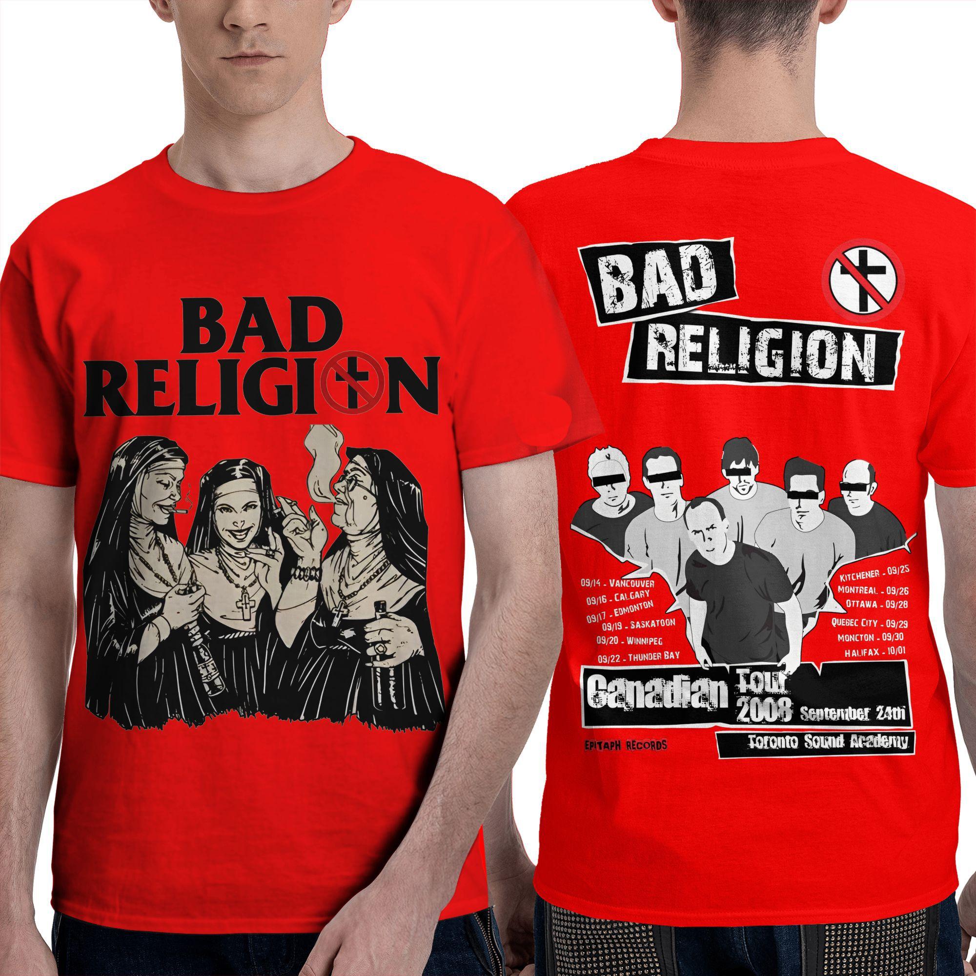 

Уличная футболка Bad Religion Футболки из чистого хлопка Футболка хиппи для взрослых Летняя Y2K Веселый Пользовательский логотип Топы с коротким рукавом S
